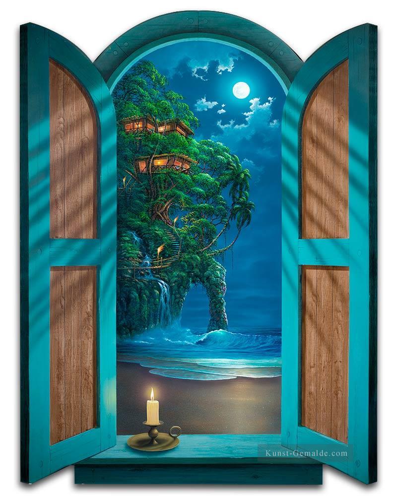 Seascape mit Tree House Zauber 3D Ölgemälde